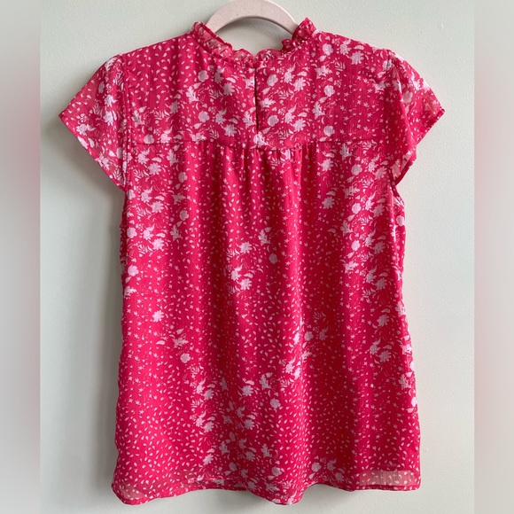 Joie Hot Pink Floral Cap Sleeve Blouse - Picture 6 of 13